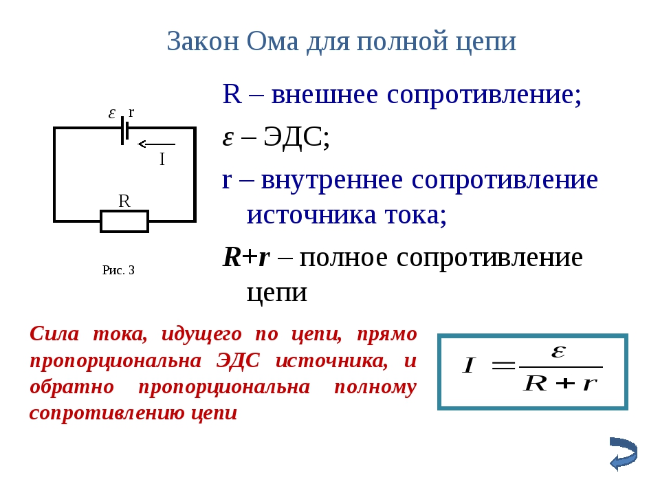 В схеме изображенной на рисунке эдс источника равна формула