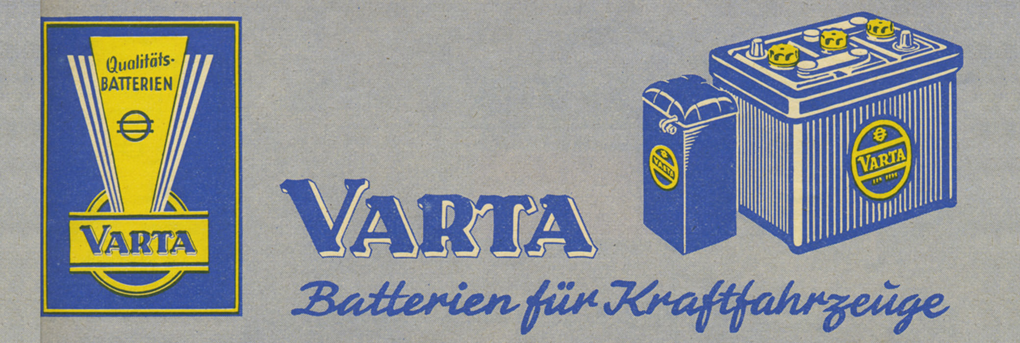 Старая реклама VARTA® в синем и желтом цвете