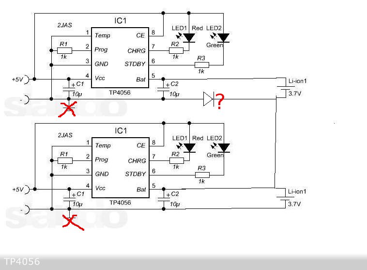 Tp4056 схема подключения нескольких аккумуляторов
