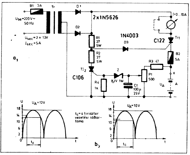 Зарядное устройство на тиристорах для автомобильного аккумулятора схема на