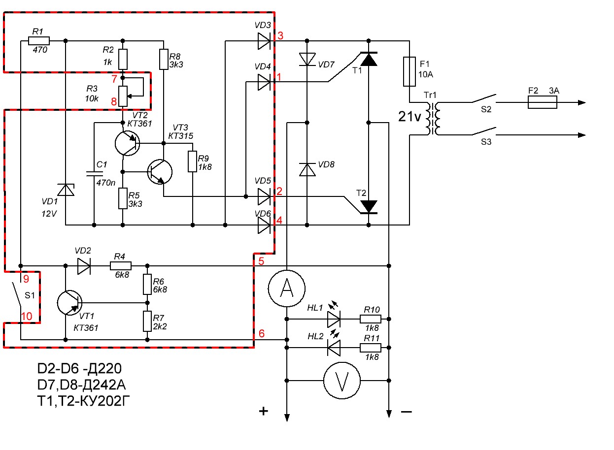 Схема зарядного устройства на тиристоре