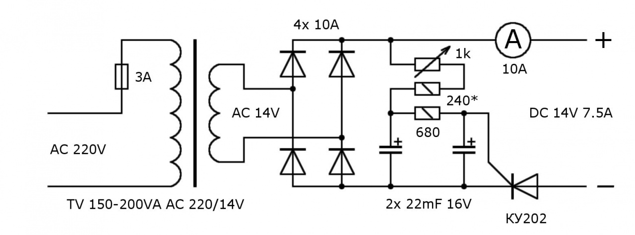 Схема зарядного устройства на тиристоре ку202н самое простое