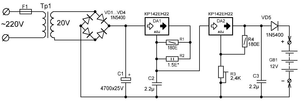 Схема зарядного устройства для гелевых аккумуляторов схема
