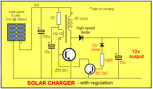 Зарядка аккумуляторов от солнечной батареи схема