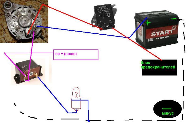 Схема подключения генератора на ваз 2107
