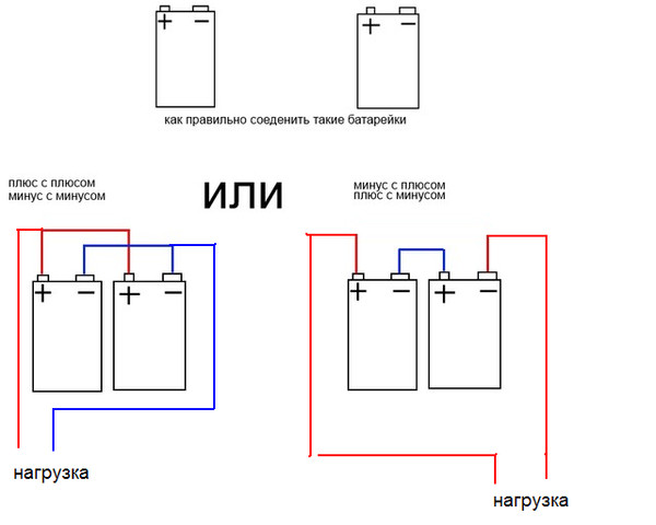 Где плюс у батарейки на схеме