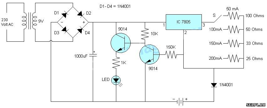 Схема разрядника для ni cd аккумуляторов схема