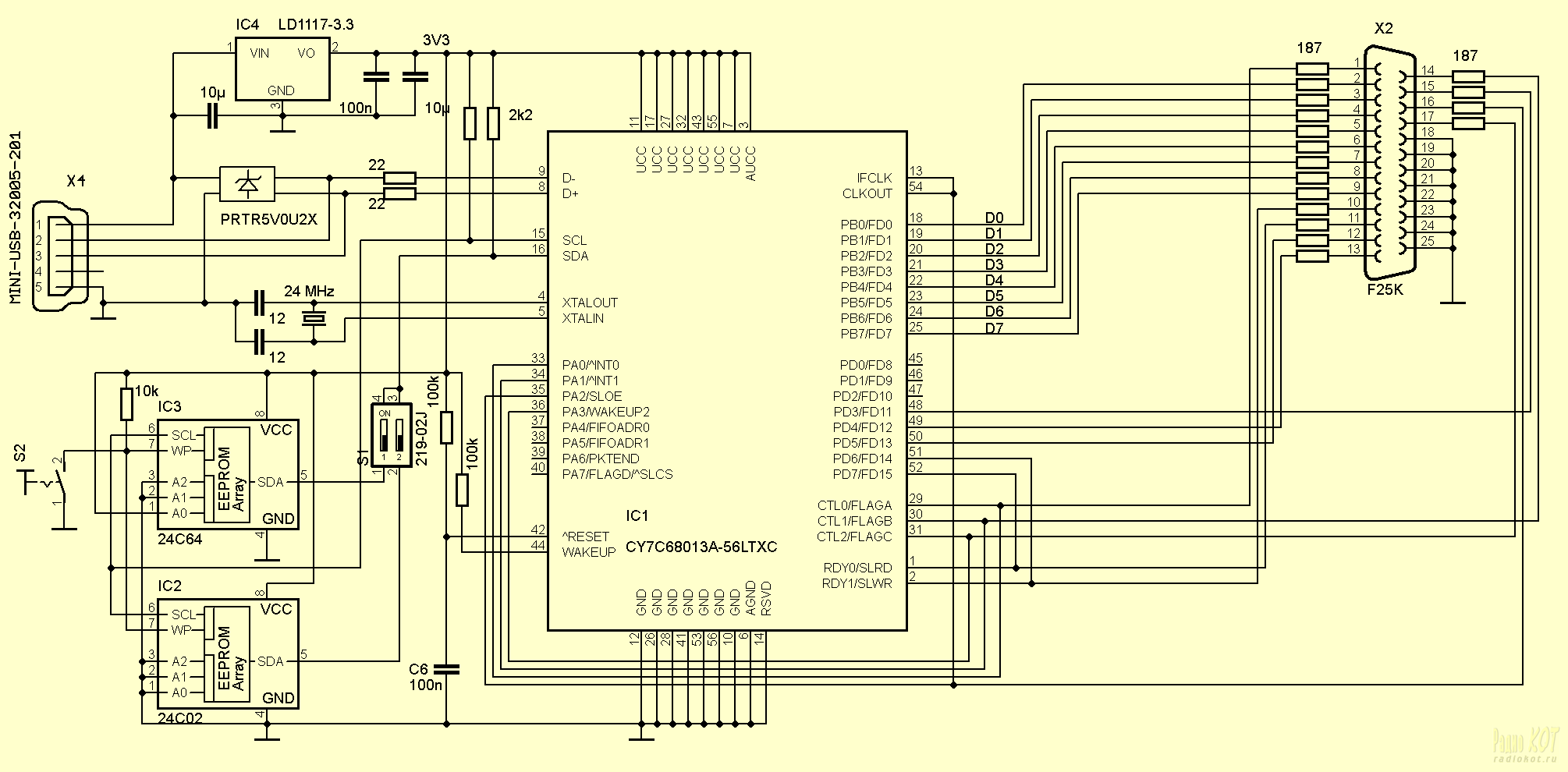 Cy7c63723c схема включения