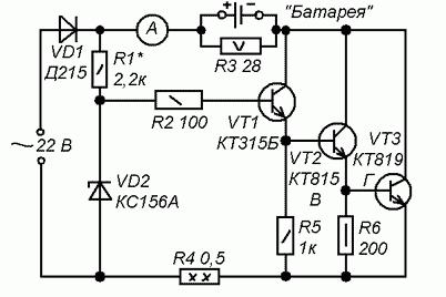 Зарядка батареек асимметричным током схема